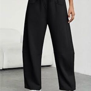 Black wide leg ankle pants